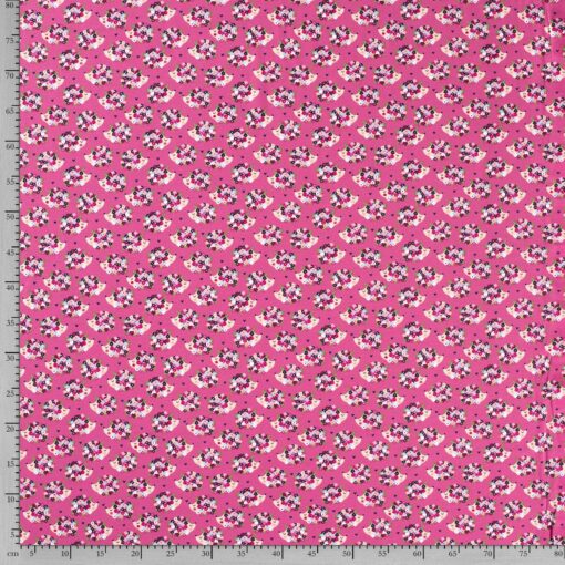 katoenen tricot bloemetje roze - Van Mook Stoffen