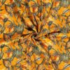 Jersey stof bedrukt bloemen oranje