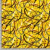 Half linnen stof bedrukt abstrakt geel - Van Mook Stoffen