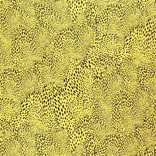 Katoen viscose stof bedrukt dieren geel