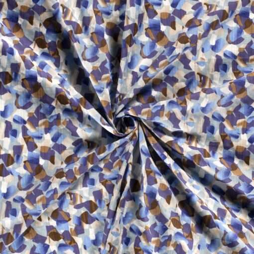 Geweven katoen viscose Stof slub geprint - Babyblauw